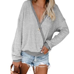 Gray Waffle Knit Sweater